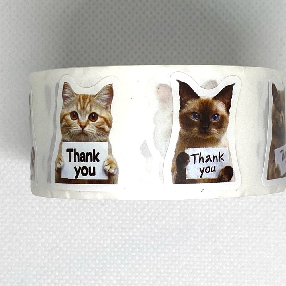 Let 500 Kitties Do the Talking on Your Packages - Cat “Thank You” Sticker Roll